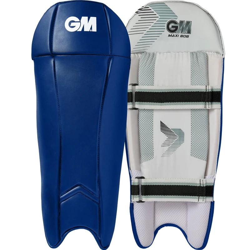 GM Maxi 606 Cricket Wicket Keeper Keeping Pads | PVC Facing with Dual Layer Foam Face Filling | Mesh Instep | Adult | Approx 0.85 kg per Pair | 1 Pair | Navy | with GM Logo | Gunn & Moore