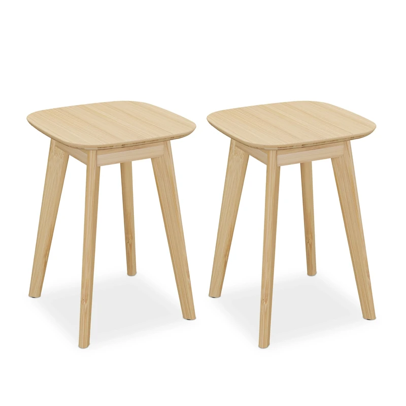 Relaxdays bamboo stools, 2 seaters, for kitchen, hallway & bathroom, HxWxD: 45.5 x 33 x 33 cm, plant stands, natural