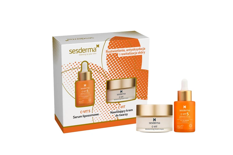Sesderma C-VIT Gift Set - Liposomal Serum 30 ml + Moisturising Cream 50 ml - With 5 Shapes Vitamin C for Radiant, Smooth & Hydrated Skin - Anti-Ageing & Antioxidant