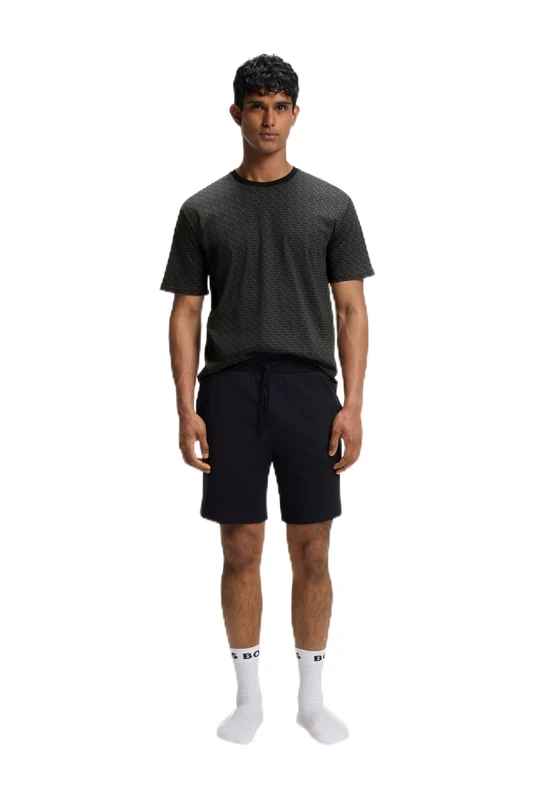 BOSS Pyjama-set Aus Baumwolle Mit All-over-print-t-shirt Black