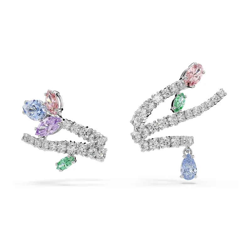 Swarovski X Ariana Grande Ear Cuffs, Mixed Cuts, Multicolored, Rhodium Plated