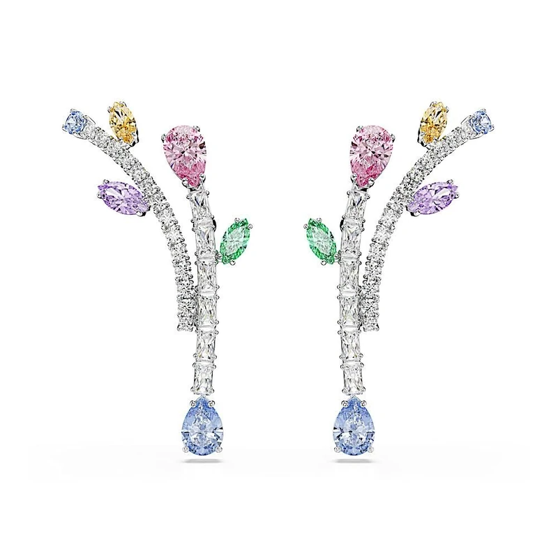 Swarovski X Ariana Grande Drop Earrings, Mixed Cuts, Multicolored, Rhodium Plated