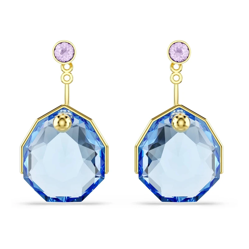 Swarovski Gema Earring Jackets - Blue and Gold-tone Plated