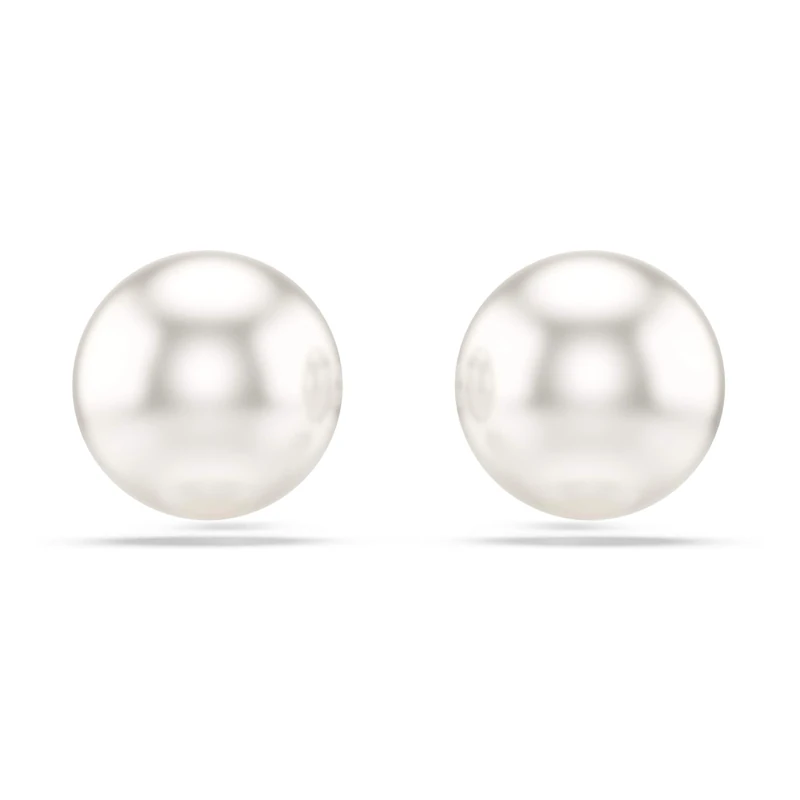 Swarovski Matrix stud earrings, Crystal pearl, White, Rhodium plated