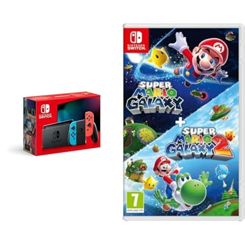 Nintendo Switch (Neon Red/Neon blue) & Super Mario Galaxy + Super Mario Galaxy 2