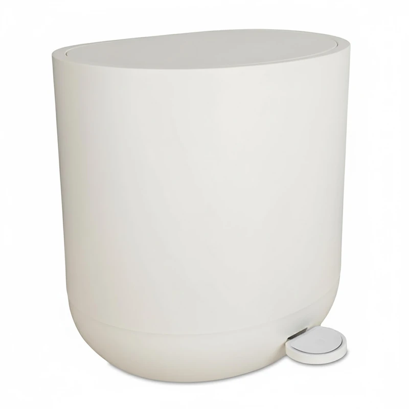 Relaxdays 7L Pedal Bin with Soft Close, Removable Inner, Matte Beige, 26x26x23cm Bathroom Trash Can