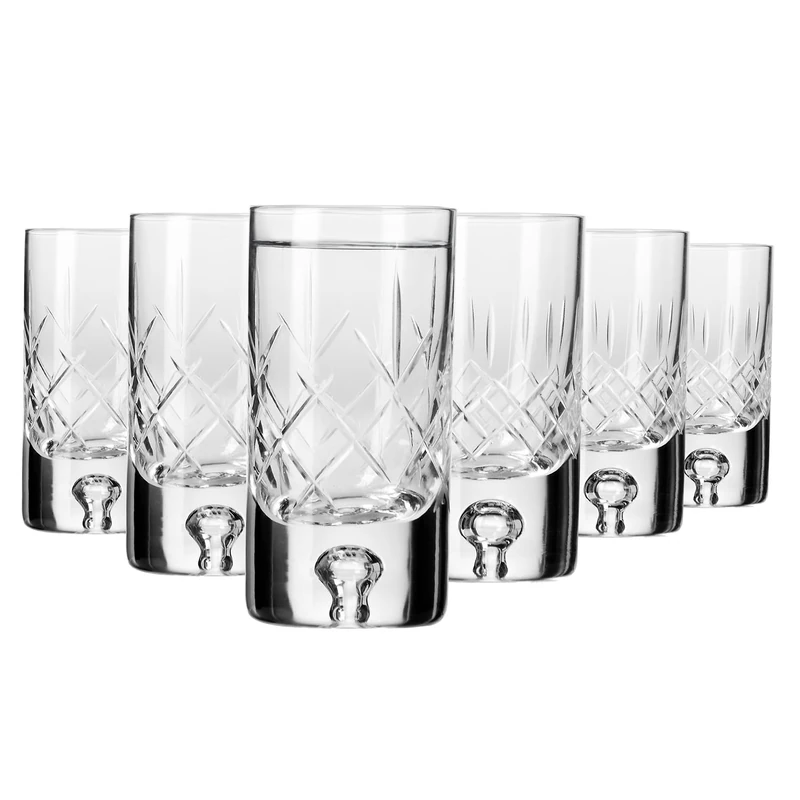 Krosno – Vodka Glasses 50 ml, Set of 6 – Crystal Glass – 2 Cut Designs – for Liqueur – Handcrafted & Hand-Cut – Saga Collection – Gift Idea