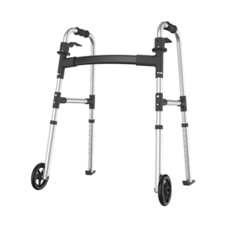 Luckfaith LW01 Folding Walking Frame with Wheels, 2-in-1 Walking Aid with Rubber Ferrules & Glide Skis, 8 Height Settings, Lightweight Aluminium Walker, Supports 136 kg, for Indoor & Outdoor Use