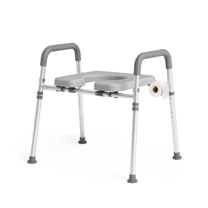 Luckfaith LTR02 Toilet Safety Frame with Seat – 400lbs Heavy Duty Support, Height & Width Adjustable Commode Rails with Padded Armrests, Anti-Slip Feet, Tool-Free Bathroom Aid for Elderly & Recovery - Image 1