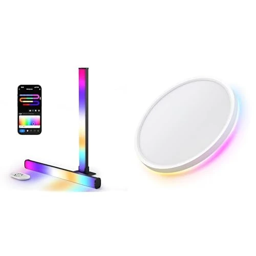 LuminexDesigns Smart RGB Lighting Set – 40cm Light Bar & Ceiling Lamp with APP & Alexa Control