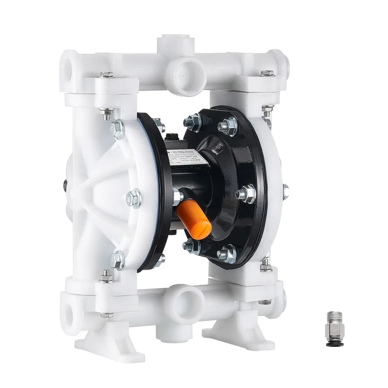 VEVOR Air Operated Double Diaphragm Pump, 4.4 GPM, 1-1/2 inch Inlet & Outlet Pneumatic Waste Oil Transfer Pump, Max 100 PSI, Polypropylene Body, Air-Operated for Diesel, Grease, Kerosene, Gasoline