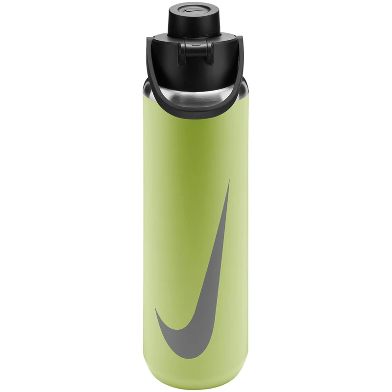 Nike SS Recharge Chug Bottle 24oz 709 ml Stainless Steel Water Bottle Sports Bottle Training Graphic, Lt Liquid Lime/Black/Light Army