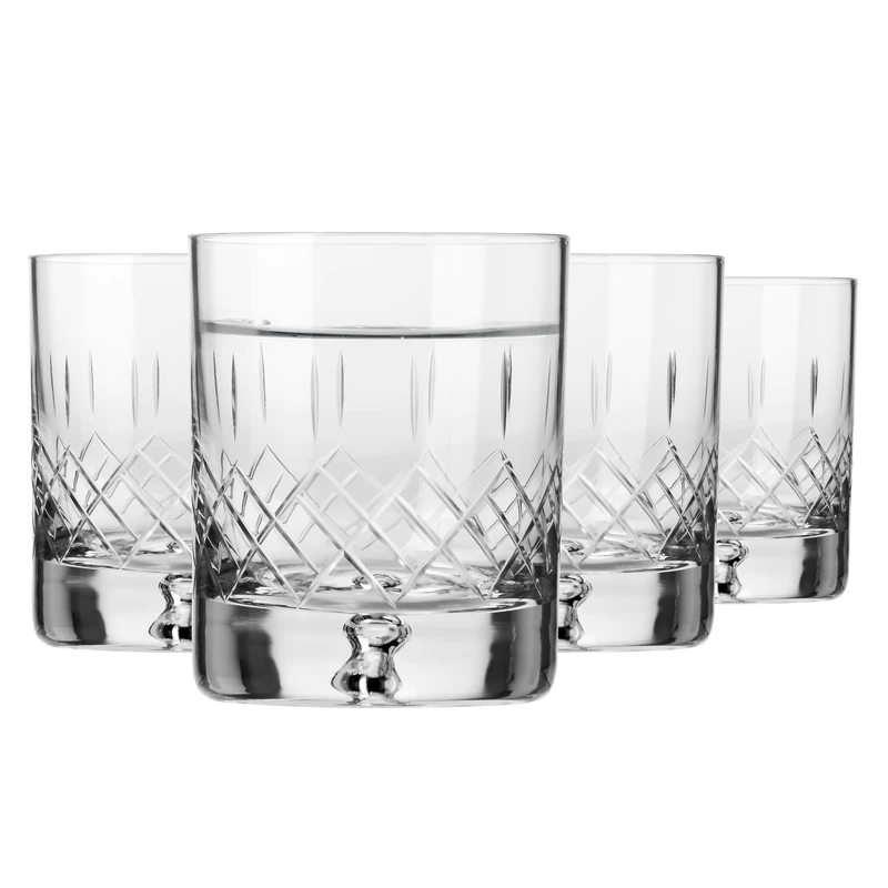 Krosno – Whisky, Bourbon & Scotch Glasses 250 ml – Set of 4 – Saga Collection – Handcrafted Cut Crystal Glass – Gift Idea