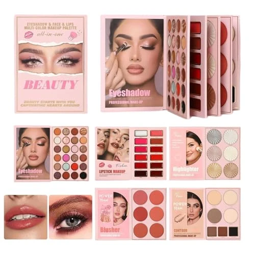 Yiohejy Makeup Palette, Long-Lasting Blendable, Pigmented Eyeshadow Palette Blush Powder, for Women Girls Teens Christmas Party Holiday Wedding Dating Work School Performance