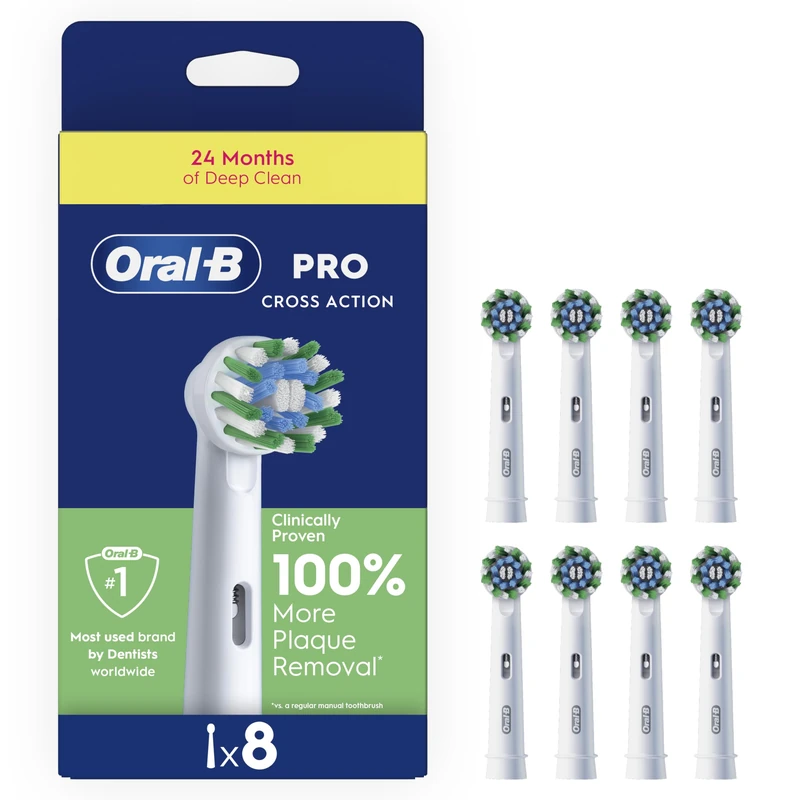 Oral-B Pro Cross Action Toothbrush Heads, Pack of 8 Counts, Suitable for Mailbox