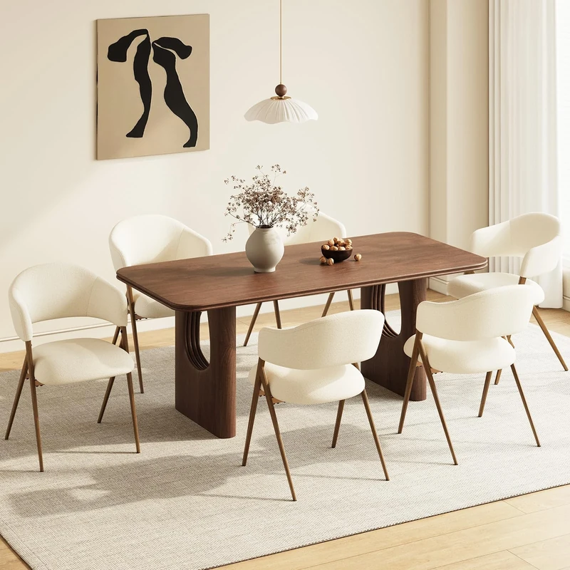 COLAMY Ergonomic Linen Dining Chair with 135° Recline, Breathable Cotton-Linen Fabric, Wooden-Look Metal Legs, 125kg Capacity, Modern Padded Dining Room Chair for Kitchen, Farmhouse & Home,Beige