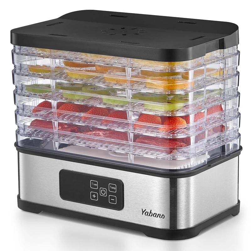 Food Dehydrator Machine with Digital Timer & Temperature Control, 250W Electric Dryer with 5 Trays, Adjustable Presets for Fruits, Meat, Vegetables, Herbs & Dog Treats, BPA-Free