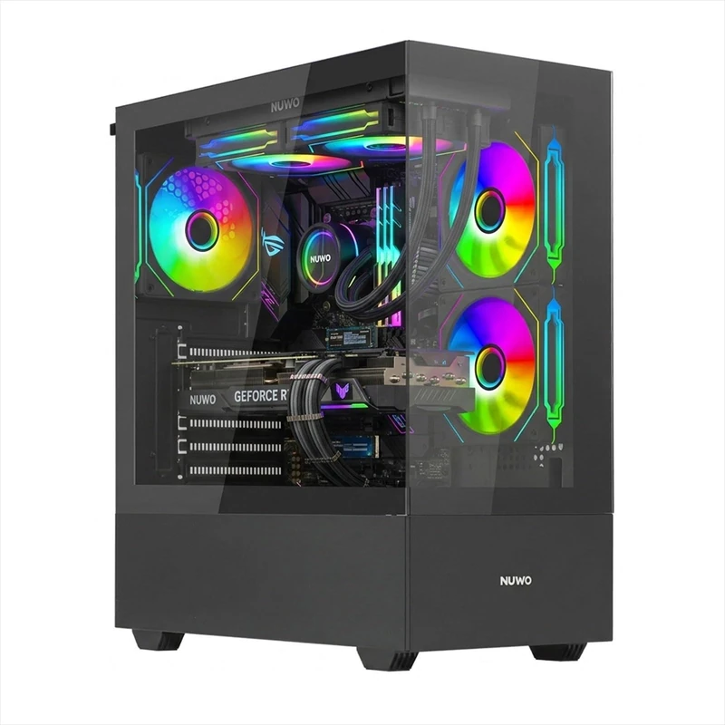 Nuwo Clash CK500 | Case PC Gaming ATX Mid Tower | 3 ARGB 120mm Fans | Front and Side Panel in Tempered Glass Without Frame | Black - Image 1