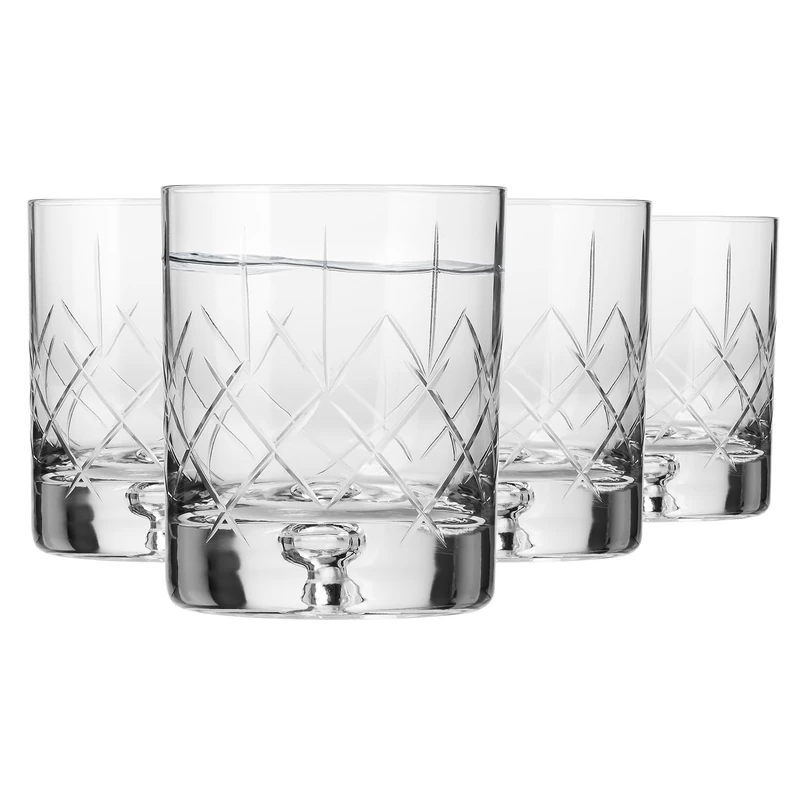 Krosno – Whisky, Bourbon & Scotch Glasses 250 ml – Set of 4 – Saga Collection – Handcrafted Cut Crystal Glass – Gift Idea