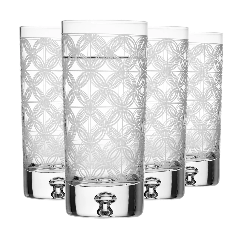Krosno – Water, Juice and Cocktail Glasses 300 ml – Set of 4 – Saga Collection – Crystal Glass – Handmade, Cut Design – Ideal as a Gift