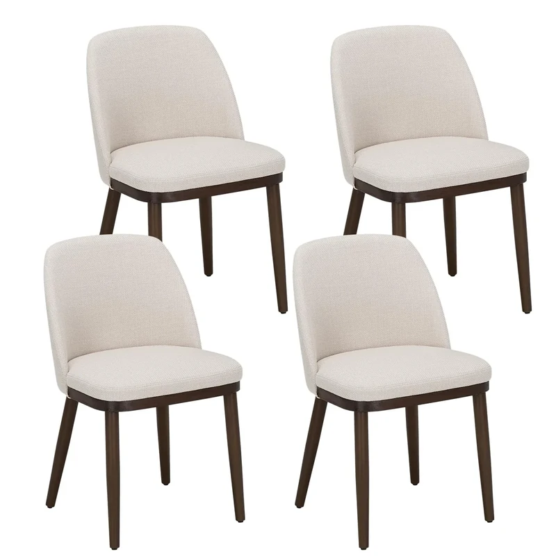 COLAMY Upholstered Dining Chairs Set of 4, Modern Kitchen Chairs with Back, Fabric Side Dining Room Chairs with Wood Legs for Kitchen Dining Room Restaurant, Beige