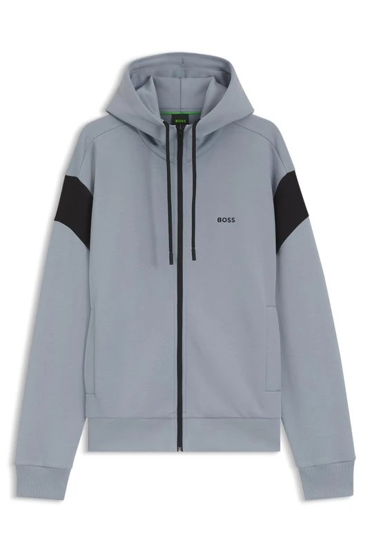 BOSS Regular-fit Sweatshirt Aus Spacer-piqué Mit Reißverschluss Grey