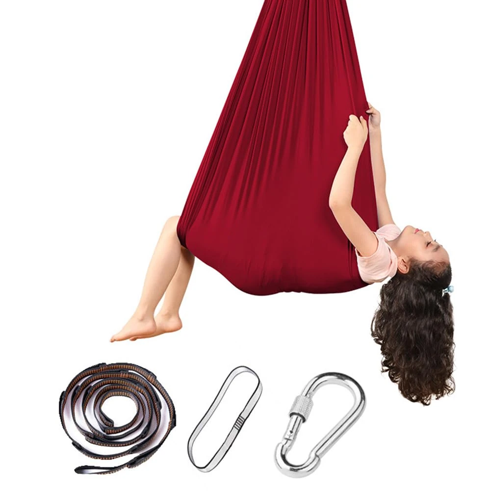 Portable Snuggle Hammock - Elastic Hanging Chair with Rope & Carabiner, Lightweight Breathable Cuddle Swing for Indoor & Outdoor Relaxation