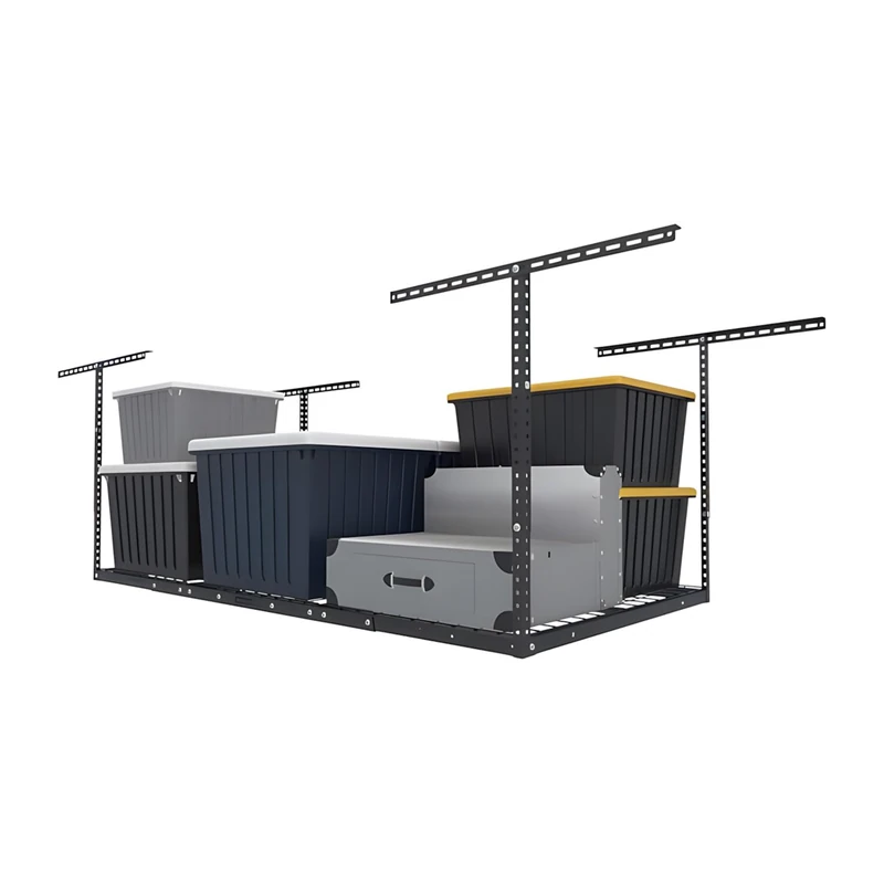 Wintem - Space-Saving Hanging Shelving 183 x 91 cm Sturdy with Adjustable Height 60-100 cm, Metal Shelf to Install on the Ceiling for Garage Cellar and Warehouse with 200 kg Load Capacity