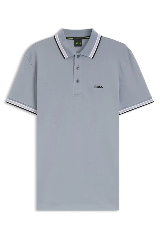 BOSS Poloshirt Aus Baumwoll-piqué Mit Logo-Details Grey