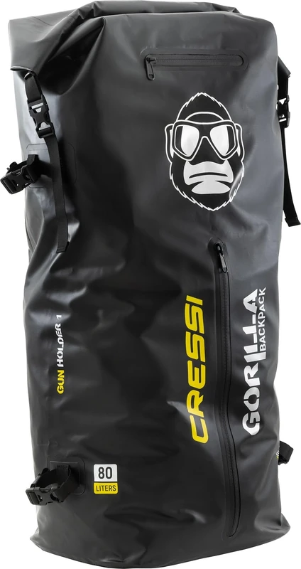 Cressi Gorilla Backpack - Unisex Backpack Bag, Black 80 L - Heat Sealed Waterproof Ideal for Underwater Diving Equipment, keeps Surfaces Dry where they are Stored or Transported