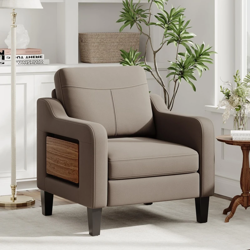 COLAMY Living Room Armchairs, Modern Velvet Accent Chair, Comfy Round Upholstered Arm Chair with 3 Legs, Single Sofa Chair with Lounge Seat for Bedroom/Office/Reading Spaces (Green, Set of 1)