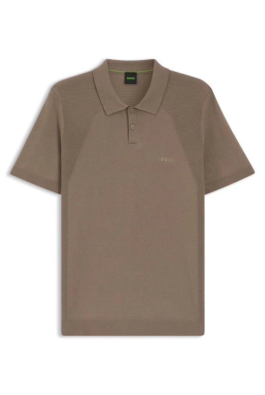BOSS Bodymapping-Structure Knit Polo in A Cotton Blend - Image 1