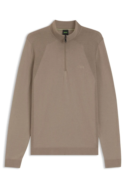 BOSS Zip-Neck Sweater in A Cotton Blend