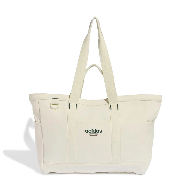 adidas Unisex Canvas Tote Bag Handbag, ivory/collegiate green, One Size
