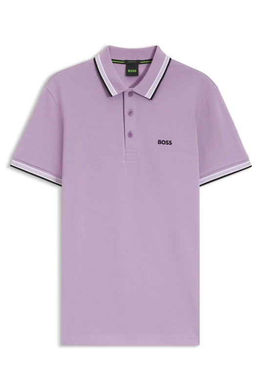 BOSS Mens Paddy Contrast-Logo Paddy Polo Shirt in Cotton piqué