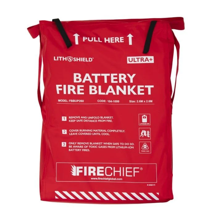 Firechief LithShield Ultra Plus Battery Fire Blanket 2.6 x 2.6 m (FBBUP260) | Withstands Up to 2000°C | Silica & Fibreglass Made | For High-Voltage Battery Safety - Image 1