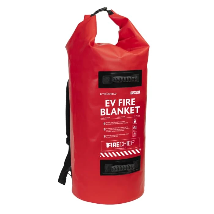 Firechief LithShield Tough EV Fire Blanket 5 x 5m with Red Backpack (FEVBT505) | DIN 91489 Certified | Withstands Up to 1300°C | For Cars, SUVs & EVs | Lightweight & Easy to Use | 5-Year Warranty