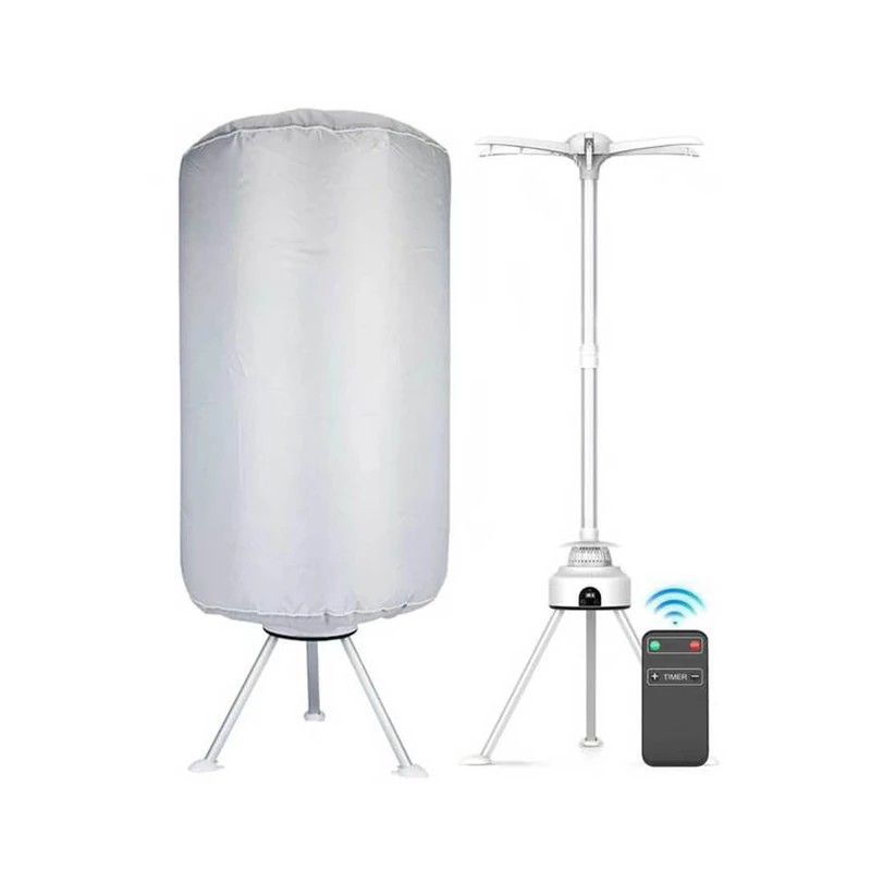 Easylife DryPod Heated Clothes Airer (Grey) Foldable Lightweight Electric Clothes Dryer with 1200w Fan, Remote Timer, Heated Airer Dries up to 10kg, H150xDia68cm - Fully Guaranteed