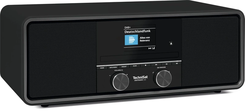 TechniSat DIGITRADIO 330 - DAB+ FM stereo radio with CD player (Bluetooth 5.3, USB MP3 playback and charging function, 2.4-inch colour display, radio alarm clock, remote control) Black