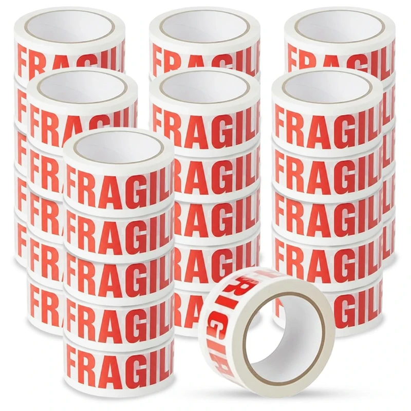 Stick Well Fragile Packing Tape - 48mm x 66m, 36 Rolls, Low Noise