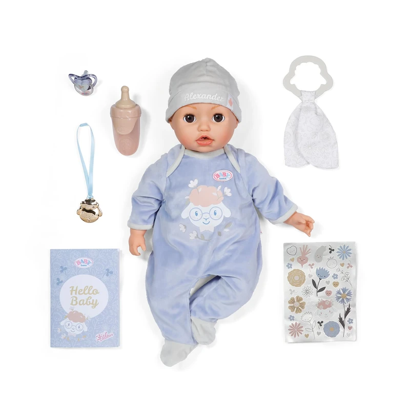 BABY born Alexander 43cm, soft 43cm doll with 7 electronic functions and sound for children from 3 years, incl. Accessories