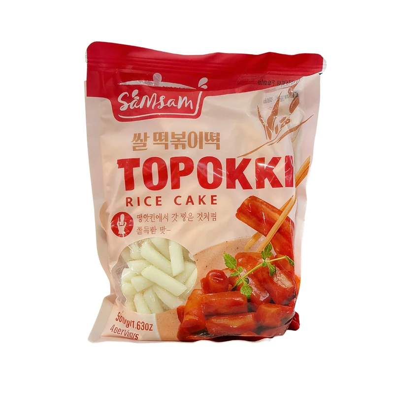 Samsam Topokki Rice Cake 500g | Korean Traditional Soft Tteokbokki Rice Cakes | Ready to Cook | 4 Servings