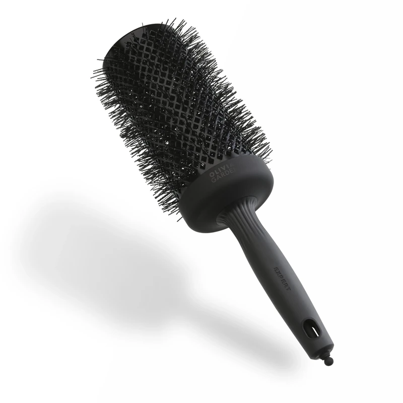 Olivia Garden Expert Blowout Speed Black Label – Matt Black - 65 - Ceramic Coated Round Brush with Extra Long Barrel for 25% Faster Blowouts