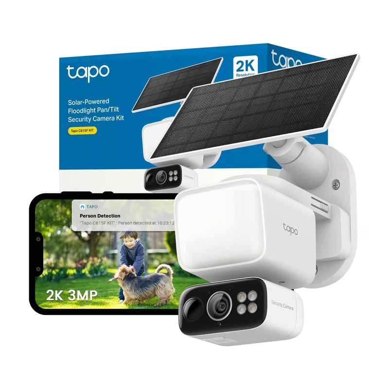 Tapo C615F KIT 2K 3MP Solar Security Camera Outdoor Wireless,800 Lumens Floodlight Security Camera,Colour Night Outdoor Camera,AI Detection,IP65,No Hub,Alexa,GoogleHome,Flexible Storage,No Monthly fee