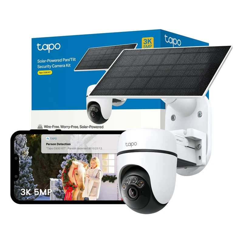 Tapo C630 KIT 3K 5MP Solar Security Camera Outdoor Wireless,Security camera,Colour Night Outdoor Camera,360°AI Detection CCTV,IP65,No Hub Required,Alexa,Google Home,Flexible Storage,No Monthly fee