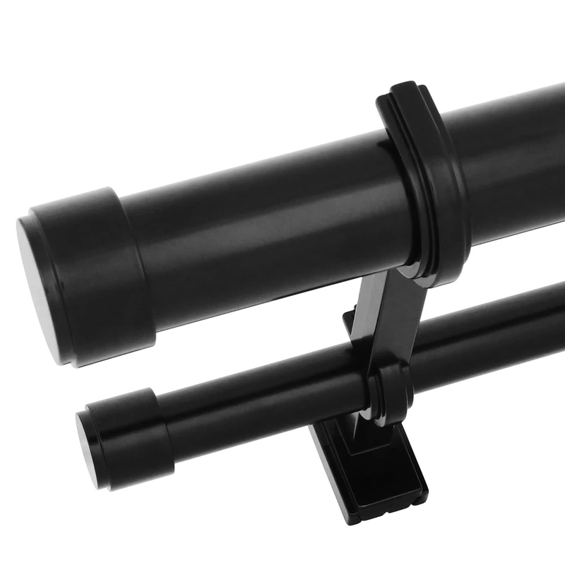 BlastHome® Non-Adjustable Luxury Double Curtain Rods for Windows, 1 ¼” Premium Rod Set, 6 foot Custom Fixed Length (Two Rods Connect on Both Front & Back for a Seamless Look), Tuxedo Black