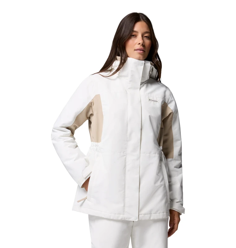 Columbia Women's Bugaboo 4 Fleece Interchange Jacket, 3 In 1 Interchange Winter Coat, Sea Salt/Ancient Fossil, Medium