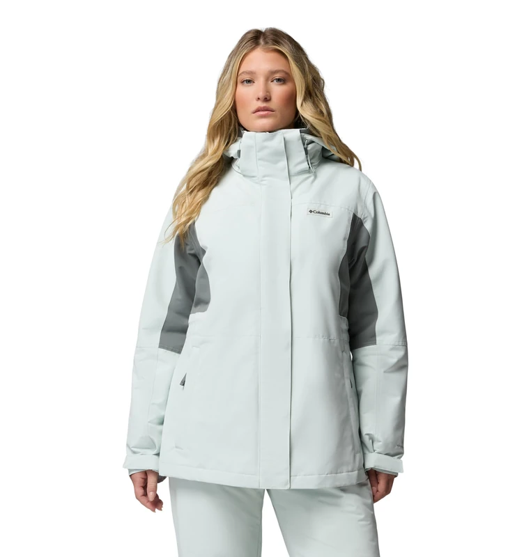 Columbia Women's Bugaboo 4 Fleece Interchange Jacket, 3 In 1 Interchange Winter Coat, Tea Light/Sedona Sage, Large