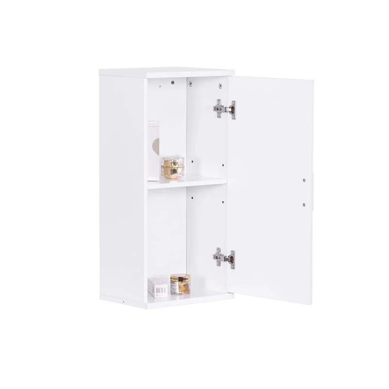 Relaxdays bathroom wall cabinet, 2 shelves, HxWxD: 62 x 30 x 21 cm, adjustable shelf, slim design, MDF, white