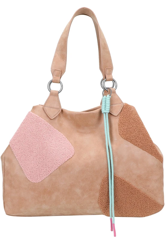 Fritzi aus Preußen shopper bag shoulder bag Izzy Medium Limited Happy Flocked Soft Vintage taupe